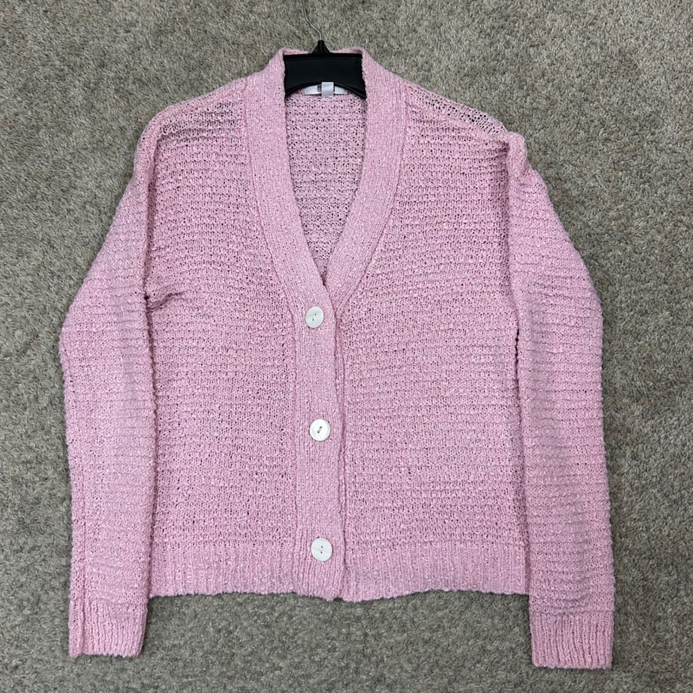 BB Dakota Steve Madden Bonfire‎ Cardigan Sweater M Pink Knit Button Front V-Neck